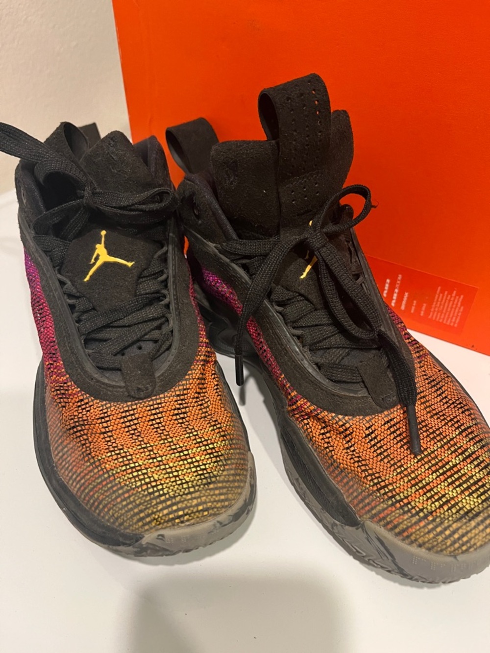 Jordan Knit Basketball Sneakers - Black with Orange and Pink Fade